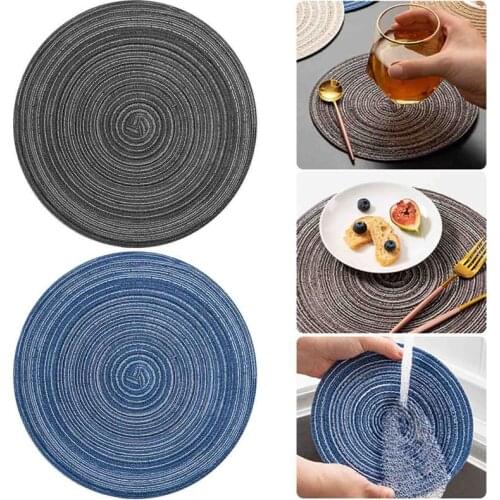 Cotton Yarn Round Table mat Waterproof Dining Tableware Mat Non-Slip Napkin Bowl Pads Drink Cup Coasters Kitchen Accessories
