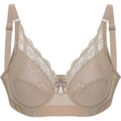 Hot 2018 Ladies Big Size 3/4 Cup Lace Push Up Bra Lace Large Cup Deep V Womens Bras Underwear