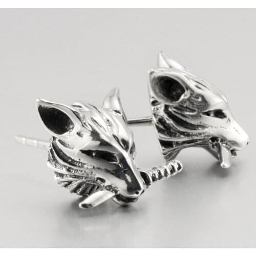 Cool Wolf 316L Stainless Steel Mens Stud earrings G003(2 Pieces)