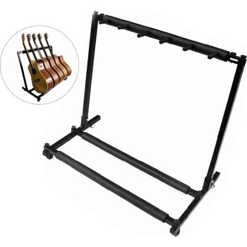 Multi Guitar Stand 5 Holder Foldable Universal Display Rack Portable Black for Classical Acoustic, Electric, Bass Guitar stand