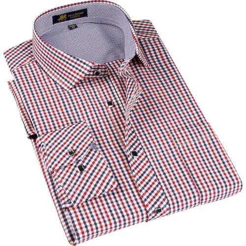 Brand Mens Plaid Striped Long Sleeve Dress Shirt Male Business Formal Checkered Shirts Smart Casual Social Regular Man Clothing