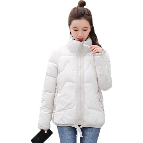 2021 New Short Winter Jackets High quality Casual Women Parkas Bright Face Down Jacket Solid Parka Female Coats Loose Outwear