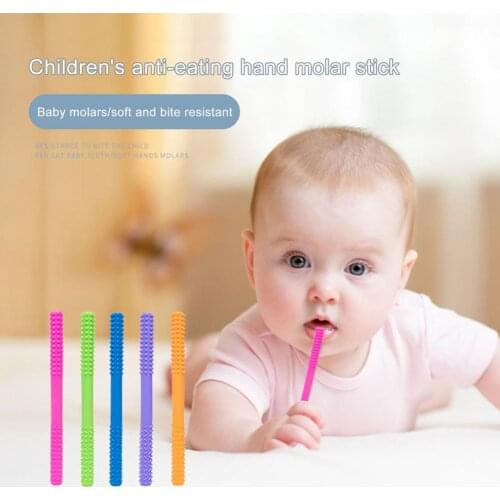 New Baby Teether Silicone Hollow Teething Tube Baby Toy Childrens Anti-eating Hand Molar Stick