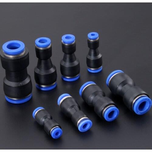 1Pc 2 Ways Pneumatic Fittings Push In Straight Reducer Connectors For Air Vacuum Water Hose Plastic Pneumatic Parts 8 Size