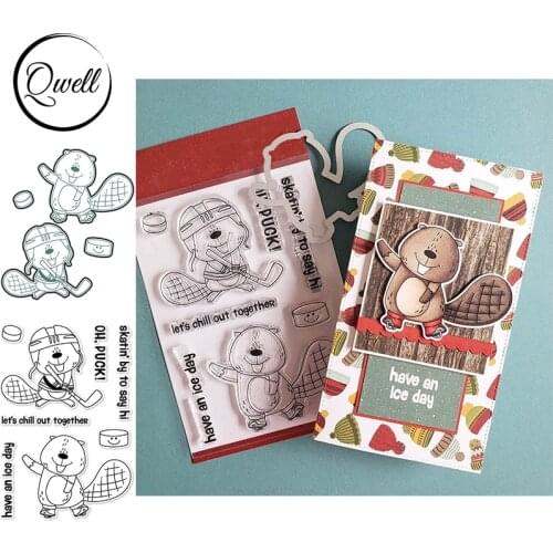 QWELL Lets chill out together Theme Cutting Dies and Clear Stamps Lovely Bear DIY Scrapbooking Craft Paper Album Cards 2021