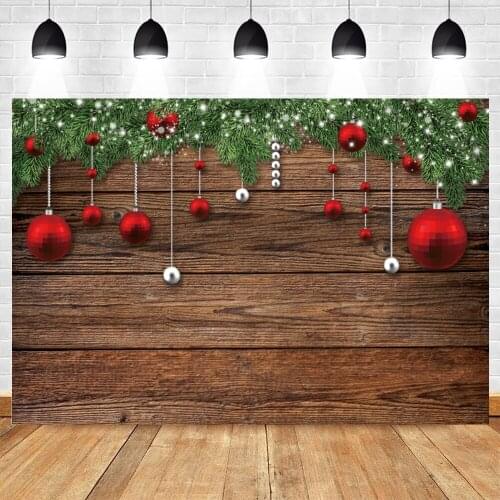 Yeele Christmas Photography Backdrop Wood Board Ball Photocall Baby Portrait Party Decor Background Photographic Photo Studio