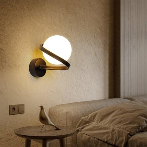 Nordic modern ball Curve wall lamps bedroom bedside lamp living room background wall sconces light home room lighting luminaires
