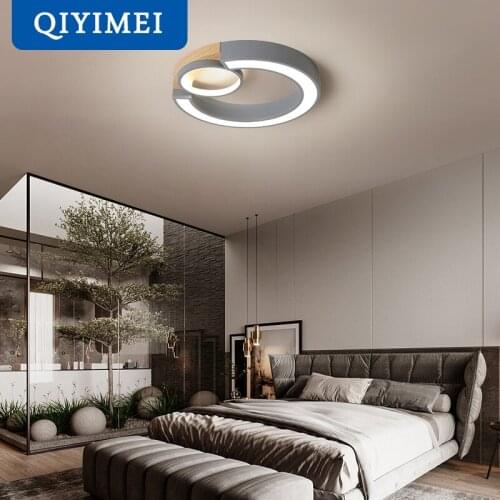 Modern LED Chandelier Lights With Remote Control For Bedroom Living Study Room Corridor Aisle Lighting Gray Round Lamps Dimmable