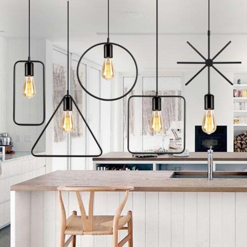 DONWEI Modern geometric pendant light iron minimalist retro loft pendant lamp metal Hanging Lamp E27 Indoor home Ceiling Lamp