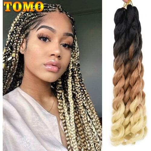 TOMO Pre Stretched Wavy Braiding Hair Long Synthetic Curly Easy Braiding Hair for Box Braids Crochet Braids