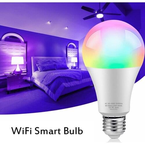 E27 Smart Bulb RGB Dimmable Light Bulb 8W RGBW+WW Lamp Colorful Changing Bulb Led Decor Home Siri Voice Remote Control 2700-6500