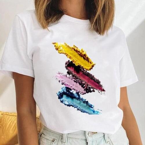 Women Make Up 3D Style Beauty Casual Female Short Sleeve Cartoon Clothes Tops Print Cute Ladies Tees Tshirt Graphic T-Shirt