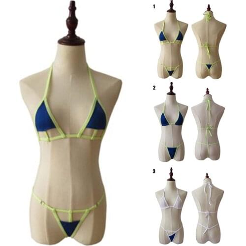 Women Mini Swimsuit Bikini Set Micro Halter Neck Bra Thong for Beach Swimming Party SN-Hot