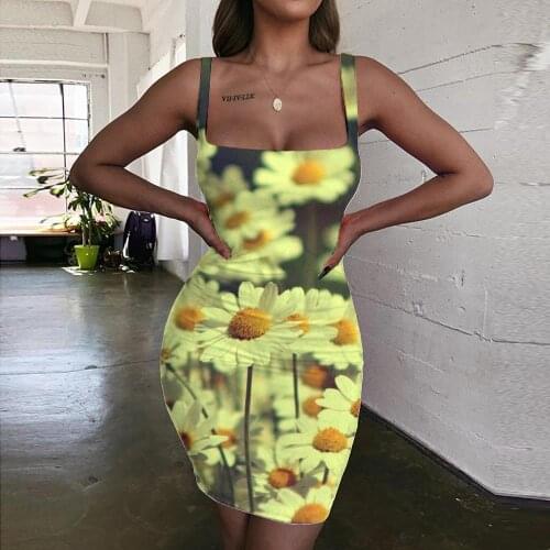 Giyu Brand Flower Dresses Women Flowers Bodycon Dress Psychedelic Sundress Pattern 3d Print Womens Clothing Party Beach