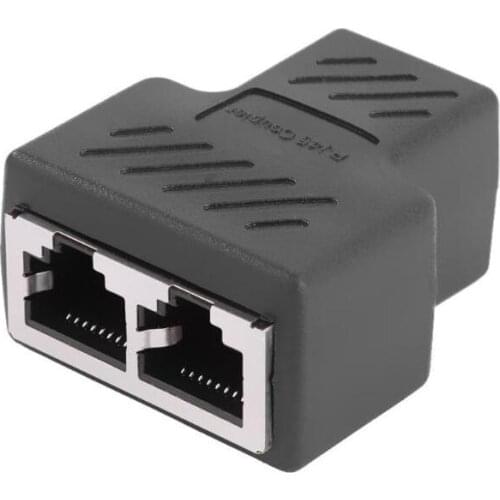 1 to 2 Ways Network Ethernet Head Lan Cable Female Joiner Coupler RJ45 Extender Plug Network Connector Splitter High Quality