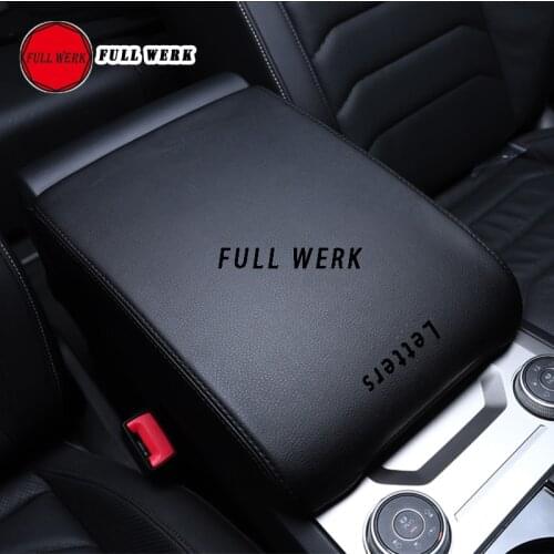 1pc PU Leather Car Styling Armrest Box Cover Pad Protector fit for Touareg 19-20 Interior Accessories High Quality Black