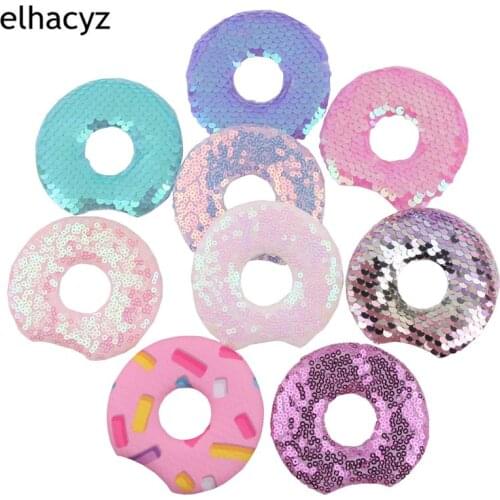 10Pairs/lot Cute 3.3'' Single Sided Glitter Sequin Donuts Mouse Ears Trendy Girls Kids Headwear Chic DIY Crafts Hair Accessories