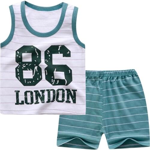 Summer Cute Cartoon 2PCS Kids Baby Boys Girls Cartoon Vest Top Shorts Pants Set Clothes Children Pajamas Girls Clothing Sets