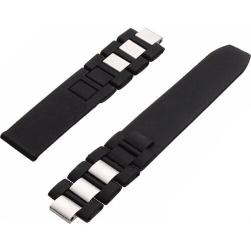 20mm Silicone Strap Watch Band For Chronoscaph Autoscaph 21 Band, Black