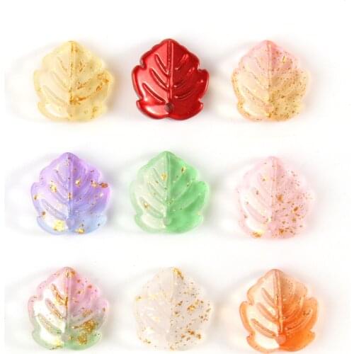 20pcs Leaves Shape Lampwork Bead Maple Leaf Crystal Glass Bead Loose Spacer Beads for Jewelry Making DIY Pendant Earings Hairpin