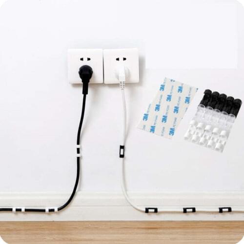 20pcs/bag Wire Fixing Clamp Charger Cable Holder Clips Cord Winder Home Office Data Charge Cable Organizer Storage Clip