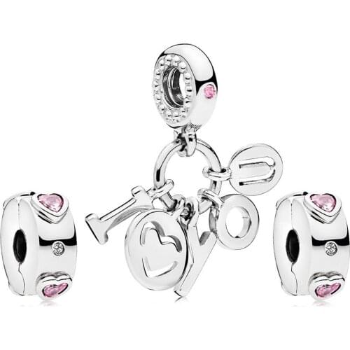 2018 NEW 100% 925 Sterling Silver I Love You Charm Pack Bead Heart Clip Fit Charm Original Bracelet Jewelry Gift A Set Of Prices