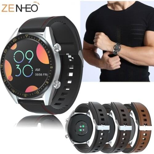 22mm Leisure silicone+Leather Watchband For Samsung Gear S3/For Huawei Watch GT GT2 /Amazfit GTR 47mm Smart Wriststrap