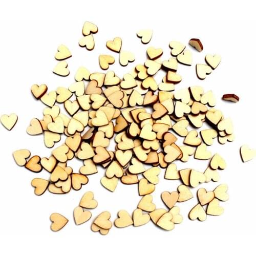 300pcs 10mm Unfinished Heart Wood Slices Embellishments MDF Wooden Cutout Flatback Scrapbooking For Cardmaking Art Wedding Decor