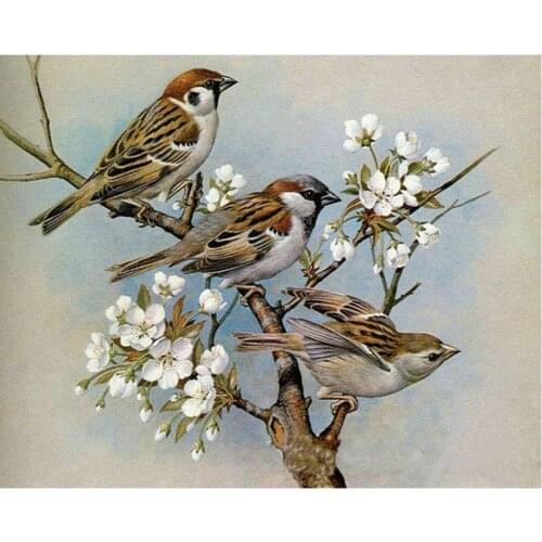5D Daimond Painting Full Square/ Round Sparrow Bird Diamond Painting Rhinestone Embroidery Cross Stitch Mosaic Home Decor Gift