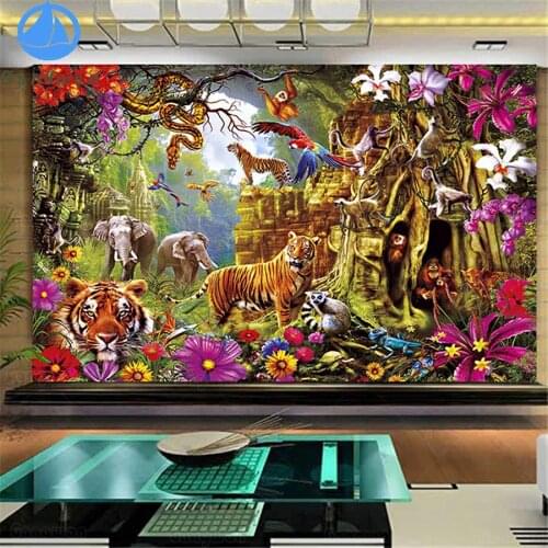 Big Size Diamond Painting 5D Animal World Tiger Elephant Diamond Embroidery Painting forest scenery DIY Mosaic Gift Home Decor