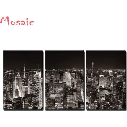 DIY Diamond Painting Cross Stitch of New York City Cityscape at Night,Modern Mosaic Home Decor,Diamond Embroidery Crafts