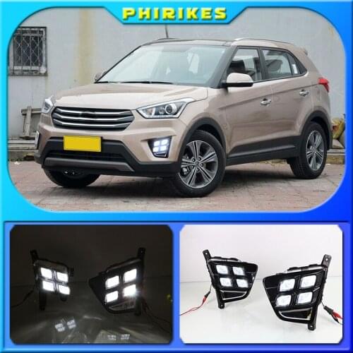 Car Accessories Waterproof ABS 12V LED Daytime Running Light DRL Fog Lamp Decoration For Hyundai Creta IX25 2014 2015 2016
