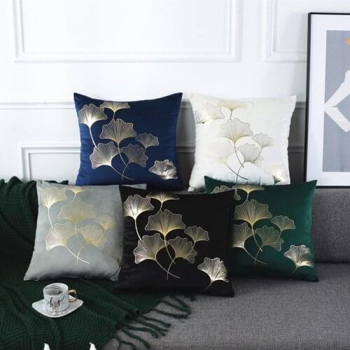 Bronzing ginkgo leaf Living Room Decorative Sofa Cushion Cover Pillowcase Polyester Nordic Home Decor Pillow cover 45*45 40749