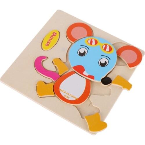 Wooden Shape Puzzles Animals Jigsaw Toys Montessori Learning Educational Preschool Toy for 1 2 3 Years Old Kids