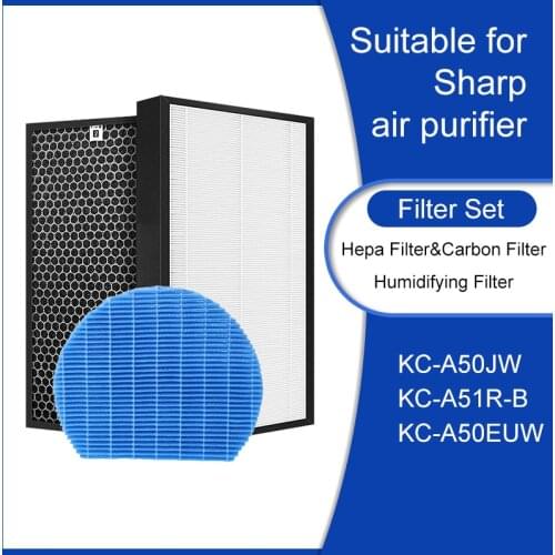 For Sharp FZ-A51HFR FZ-A51DFR FZ-A60MFE Air Purifier Replacement Parts HEPA & Activated Carbon & Humidifying Filter KC-A50EUW