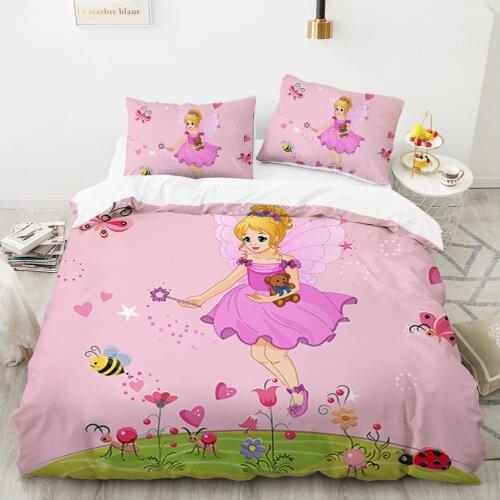 Twin size bedding Child duvet cover bed linen 2 sp Cartoon Kids Bedding set Baby child For home Lovely little girl Bed Set
