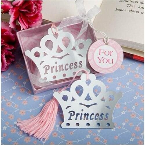 E Wholesale 35PC Crown Bookmarks With Tassel Metal Bookmark Stationery Party Decoration Birthday Gifts Wedding Gifts