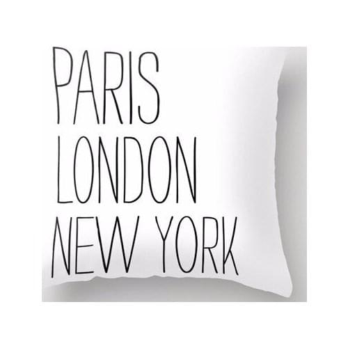 Hot Selling Paris, London, New York Art White Zippered Square Throw Pillowcase Zippered Pillow Sham Pillow Slip
