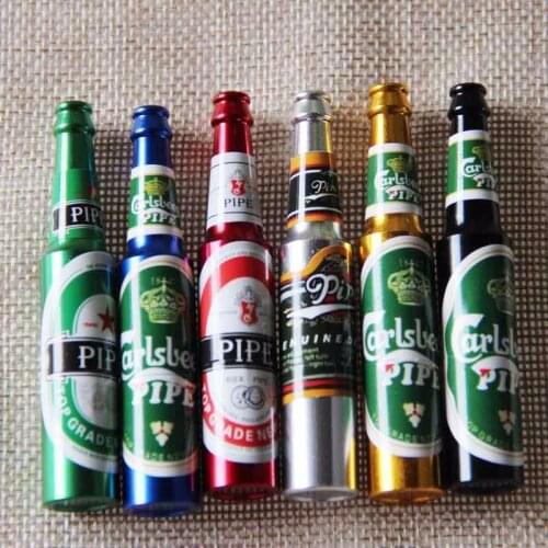 Smoking Pipe Herb Tobacco Pipes Gifts narguile Weed Grinder Smoke 6 colors Pipes Mini Beer Smoke Metal Pipes Portable Creative