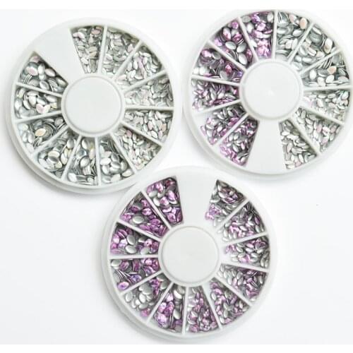 1 Box Laser Horse Eye Rivet Nail Designs Mixed 3/4mm Glitter Flatback Studs Rhinestone Oval Metallic Japanese nail art studs