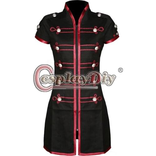 My Chemical Romance Mini Dress Emo Black Red Military Parade Dress Custom Made D0911