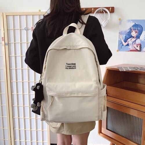 Fashion Women School Backpack Pure Color Women Backpack Teenger Girl School Bags Female Mochila Bagpack Pack New Nylon Backpack
