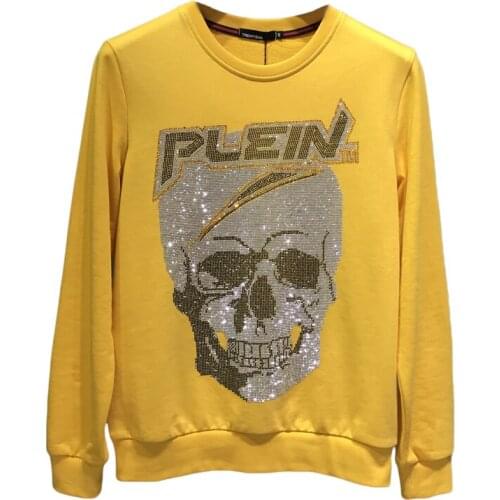 2019 New Arrival Regular Winter Men Hot Drill Collar Popular Logo With Velvet O-neck Skulls Cotton Hip Hop Sweatshirt Hoodie