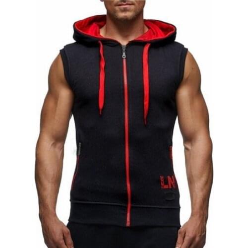 Zogaa Fashion Gyms Fitness Bodybuilding Sleeveless Sleeveless Hoodie Men Cotton Spring Antumn Zipper Hooded Sports Sweatshirts