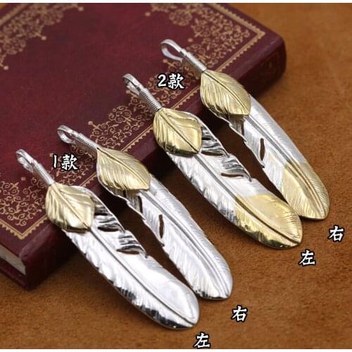 S925 Sterling Silver Takahashi Goro Handmade Retro Thai Silver Fashion Simple Silver Feather Pendants Men And Women