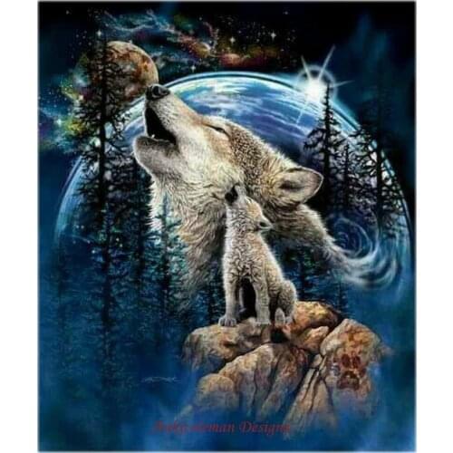 Embroidery Counted Cross Stitch Kits Needlework - Crafts 14 ct DMC color DIY Arts Handmade Decor - Harmony of Wolves