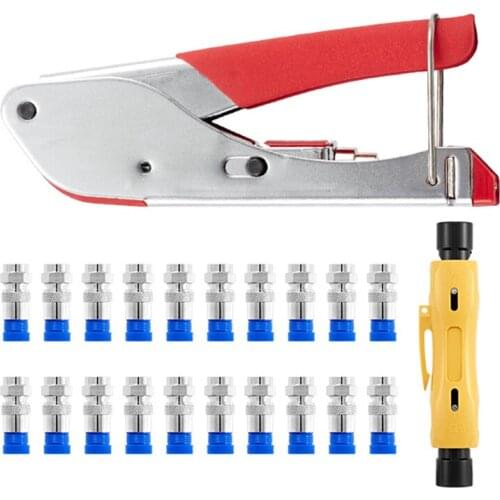 Coaxial cable crimping tool set Squeezing forceps&Wire stripper For RG58 RG59 RG6 Coax Cable Crimper With Compression Connectors