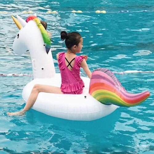 Inflatable Unicorn Swimming Float Baby Floating Row Chair Thickening Swimming Ring Pool Toys Swim Ring Water For Children Kids