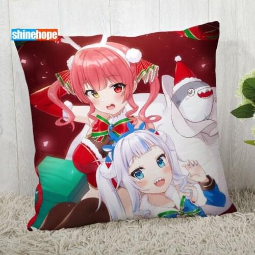 Gawr Gura Pillow Cover Customize Anime Pillowcase Modern Home Decorative Pillow Case For Living Room 45X45cm,40X40cm