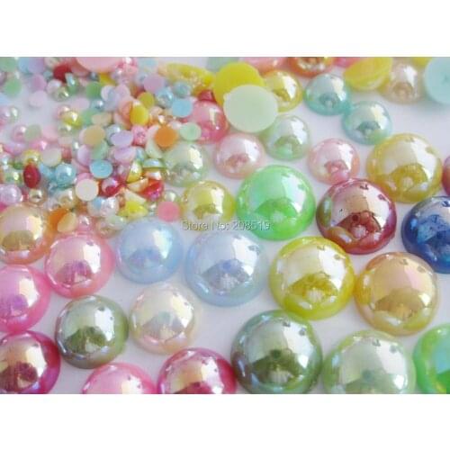 NBNLAN Multi-sizes AB colors flatback plastic pearl buttons for jewelry craft DIY 200pcs handmade sewing supplies